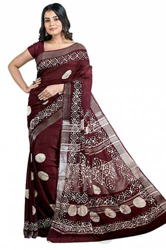 Buy HerClozet Batik Print Bhagalpuri Saree  by HerClozet