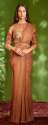 Brown Georgette Pre-draped Saree With Blouse