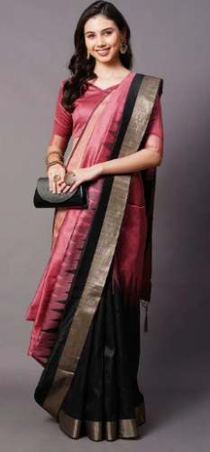 Mauve & Gold-Toned Silk Cotton Banarasi Saree by Soch Store