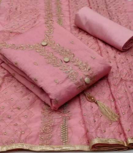 Chanderi Cotton Embroidered Salwar Suit Material by Pretty Women