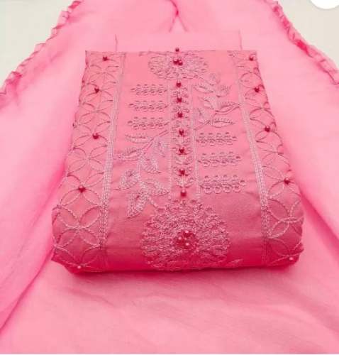 Cotton Embroidered Salwar Suit Material  by Pretty Women