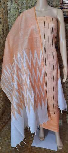 Pure Khadi Cotton Dress material with Ikkat Print by Vishwanath Handloom