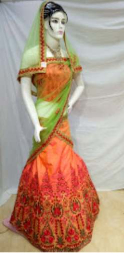 Fancy Orange and Green Lehenga Choli by R D Fashion