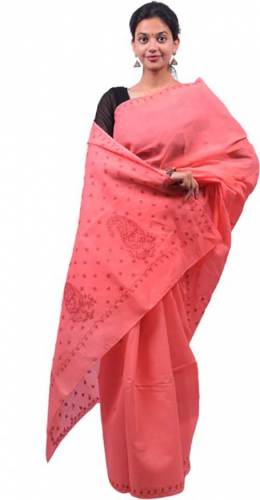 Buy Lavangi Brand Chikankari Cotton Sari For Women by Lavangi