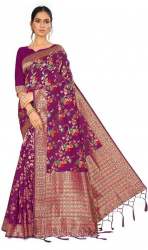 Buy AANZIA Banarasi Jacquard Saree At Retail