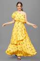 Buy Yellow Floral Printed Gown By Fashion Dream