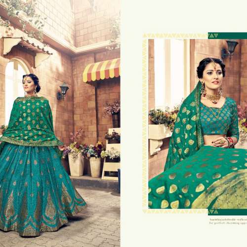 Functional Wear Green Ghagra Choli for Women by Anasha Fashions