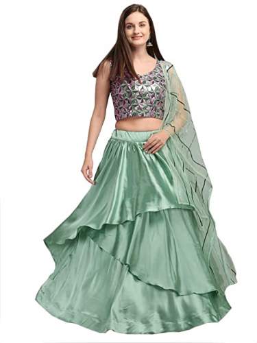 Buy Satin Lehenga Choli By Ethnic Yard by Ethnic Yard