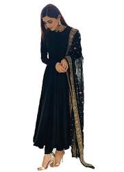 Get Black Georgette Suit By Ethnic Yard Brand