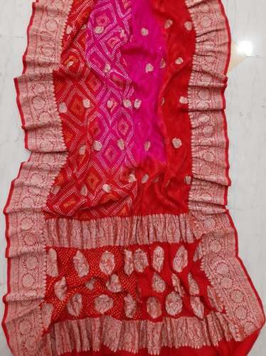 Pure Khaddi hand looms Georgette Banarasi Saree by N Y Bandhani Collection
