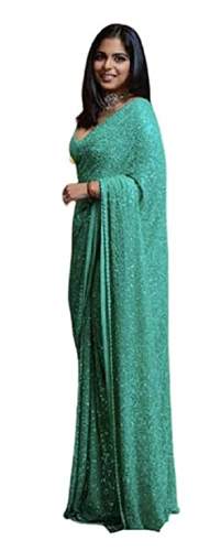 Buy Green Sequence Saree By Shree Brand by Shree