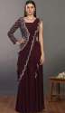 maroon-georgette-pre-draped-designer-saree