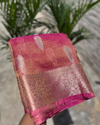 Attractive Light weight Crush Tissue Silk Saree 