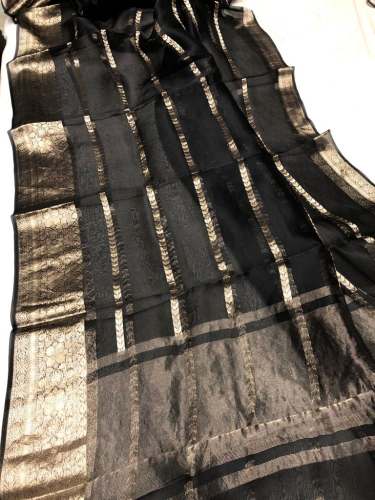 Banarasi Kora Organza strip Silk Saree