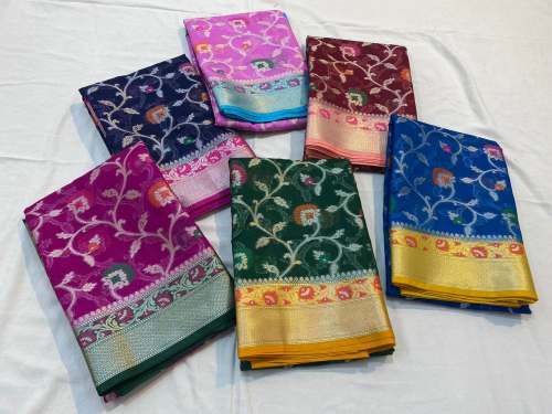 Banarasi semi georgette soft silk saree with meenakari weaving 