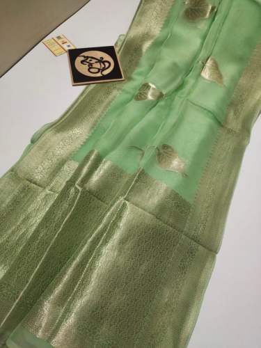 Banarasi Semi Georgette Soft Silk Sari Dubble Zari