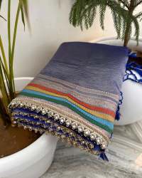 Exclusive Colorful Zari Border Soft Tissue lace Work Crush Saree