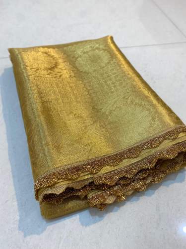 Exclusive Cutdana  Pure Gold Tissue Silk Saree