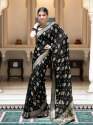 Exclusive Zari booti  Semi Georgette Very soft silk saree thumb 4