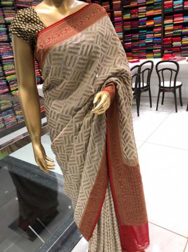 Full Body Banarasi Semi Georgette Soft Silk Saree