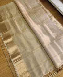 Golden Banarasi Handloom Pure Tissue Silk Plain Saree