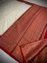 Red and White Banarasi Soft kattan Silk Sarees for Durga Puja thumb 10