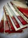 Red and White Banarasi Soft kattan Silk Sarees for Durga Puja thumb 2