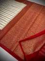 Red and White Banarasi Soft kattan Silk Sarees for Durga Puja thumb 8