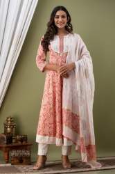 Cotton Cambric Readymade 3pcs Kurti Set 