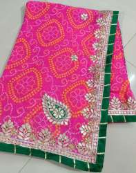 Jaipuri Georgette Gotta patti Bandhej Saree