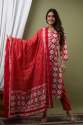 Party wear Red Straight Kurti Pant Set 