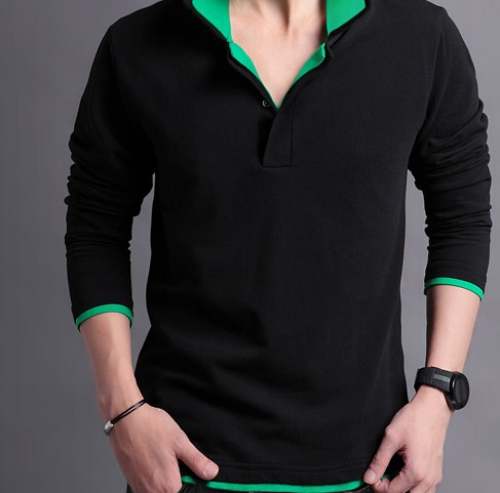 Collar neck Mens Plain Black t shirt 
