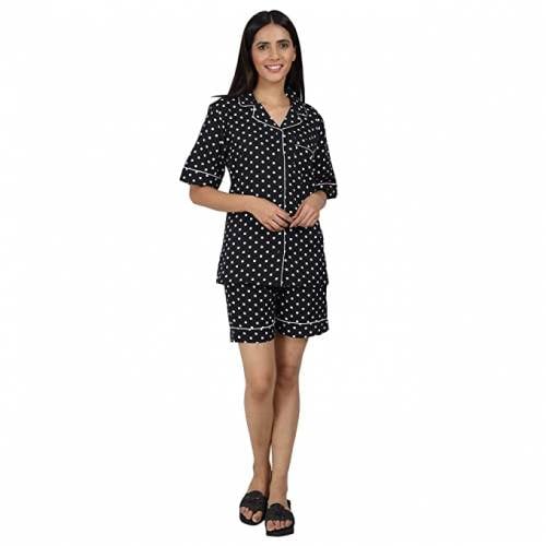 Buy Crepe Polka Dot Night Suit At Wholesale Price by Shiv Textiles