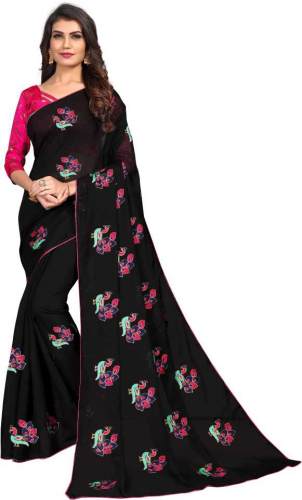 Buy Embroidered Chanderi Saree  By Gujju lifestyle by Gujju Lifestyle