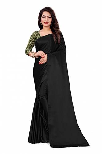 Buy Satin Plain Saree By Ved Fashion by Ved Fashion