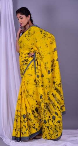 Fancy Yellow Printed Saree For Women 