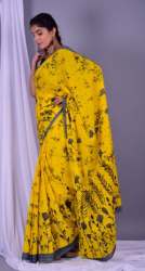Fancy Yellow Printed Saree For Women 