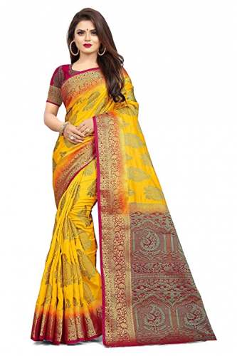 Buy Bhojalram Creation Banarasi Cotton Silk Saree by BHOJALRAM CREATION