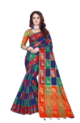 Ladies Zari Woven Cotton Saree by Krishna Wholesaler