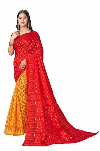 Buy Vedant Vastram Pure Cotton Jamdani Saree by VEDANT VASTRAM