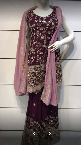 Embroidered Ladies Designer Sharara Suit  by Bharat Emporium