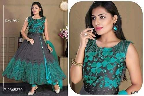 Embroidered Long Anarkali Gown Suit