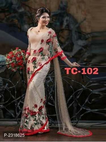 Party wear Net Embroidered Saree For Ladies