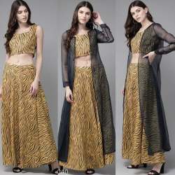 Latest Crop Top Lehenga With Shrug Jacket 