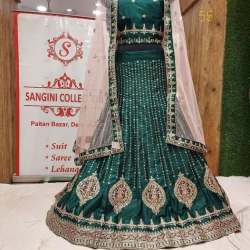 Designer Green Work Lehenga For Sagai