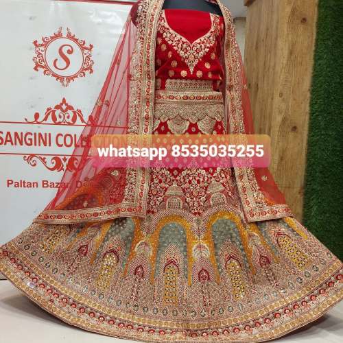 Heavy Red Embroidered Bridal Lehenga  by Sangini collection