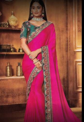 Ladies Embroidery Work Saree by Surbhi Sarees