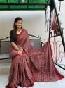Ajrakh Silk Hand Block Printed Saree thumb 2