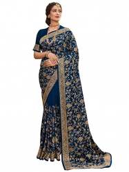 Buy Fancy Embroidery Work Saree By Krisha Fashion