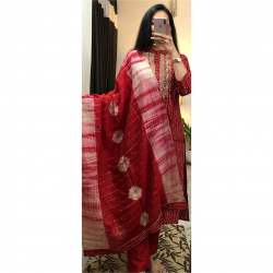Bandhani Kurti With Pant -Shibori Dupatta Set
